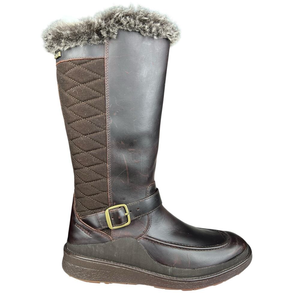 Merrell Tremblant Ezra Brown Leather Vibram Tall Winter Boots Size US 8